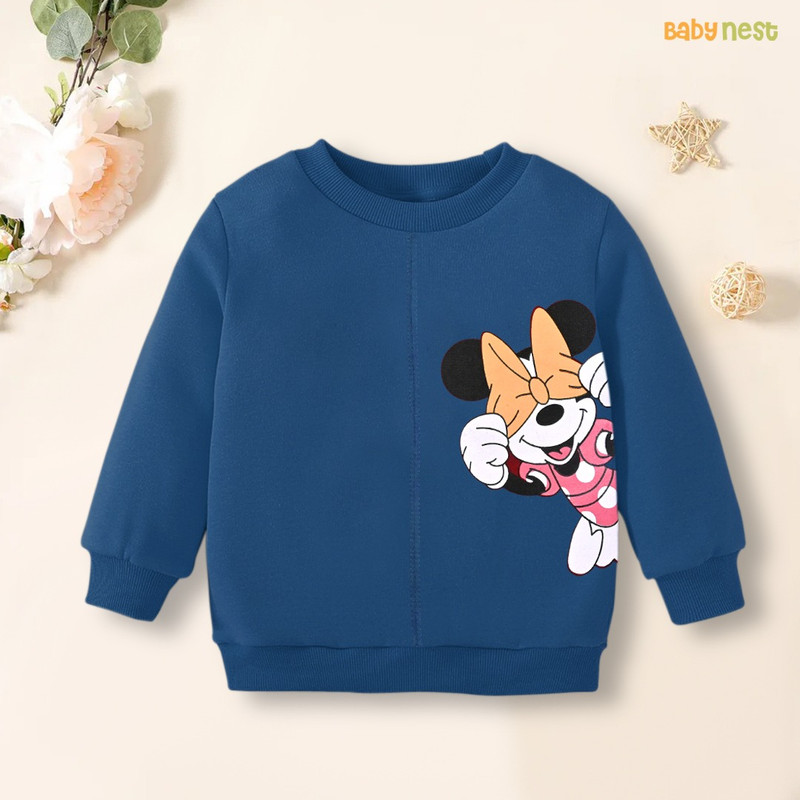 Minnie Mouse Character Printed Full Sleeve Sweatshirt for Kids – Blue