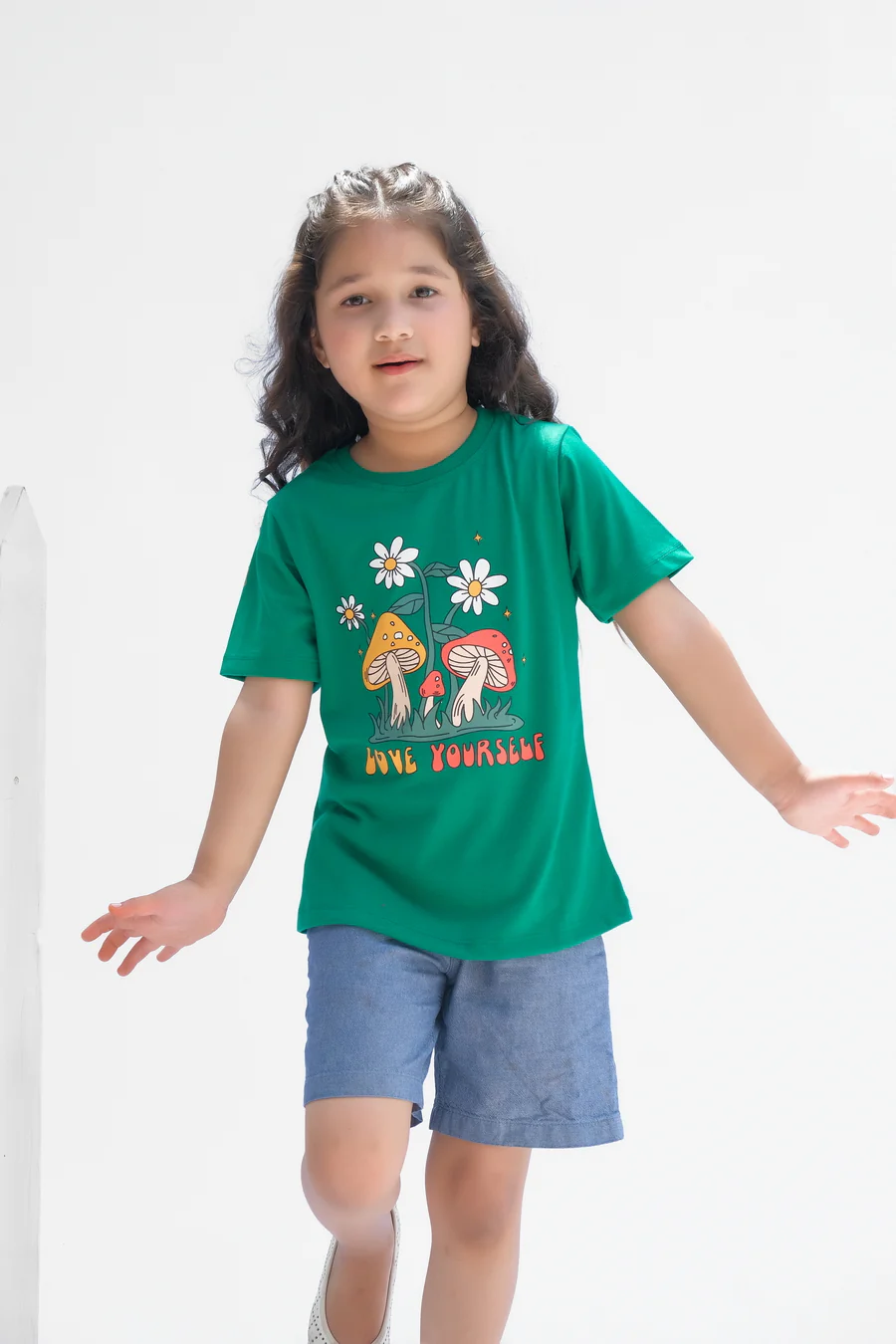 Love Yourself - Half Sleeves T-Shirts For Kids - Green - SBT-341