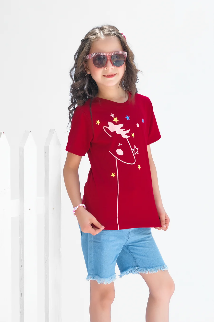 Star - Half Sleeves T-Shirts For Kids - Maroon - SBT-354