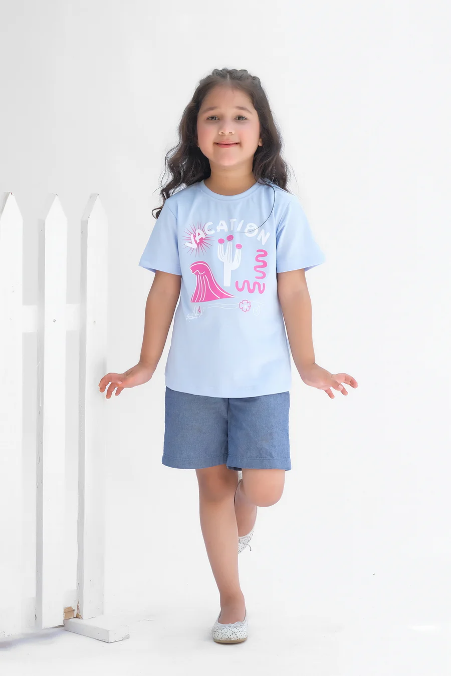 Vacations - Half Sleeves T-Shirts For Kids - Light Blue - SBT-355