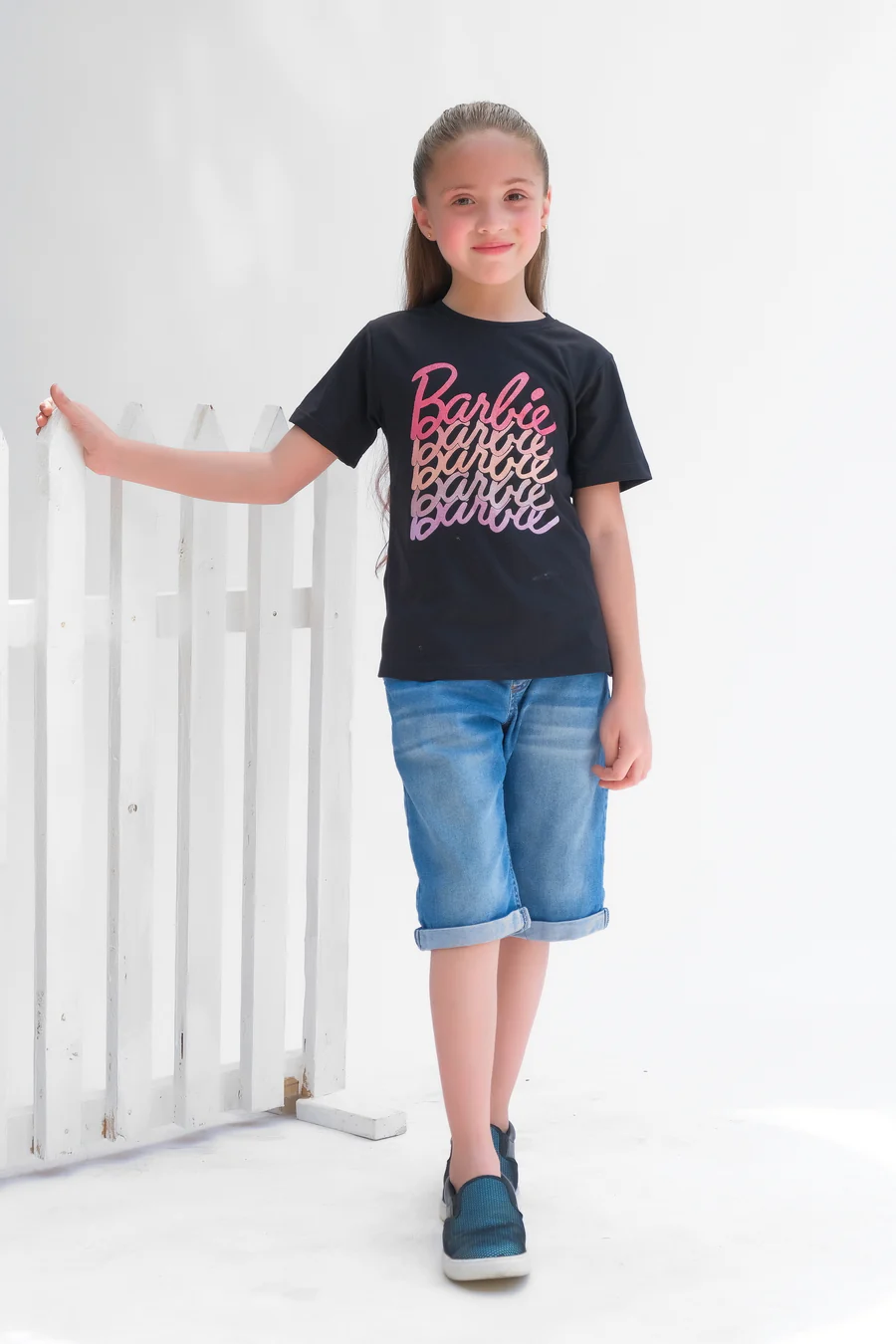 Barbie - Half Sleeves T-Shirts For Kids - Black