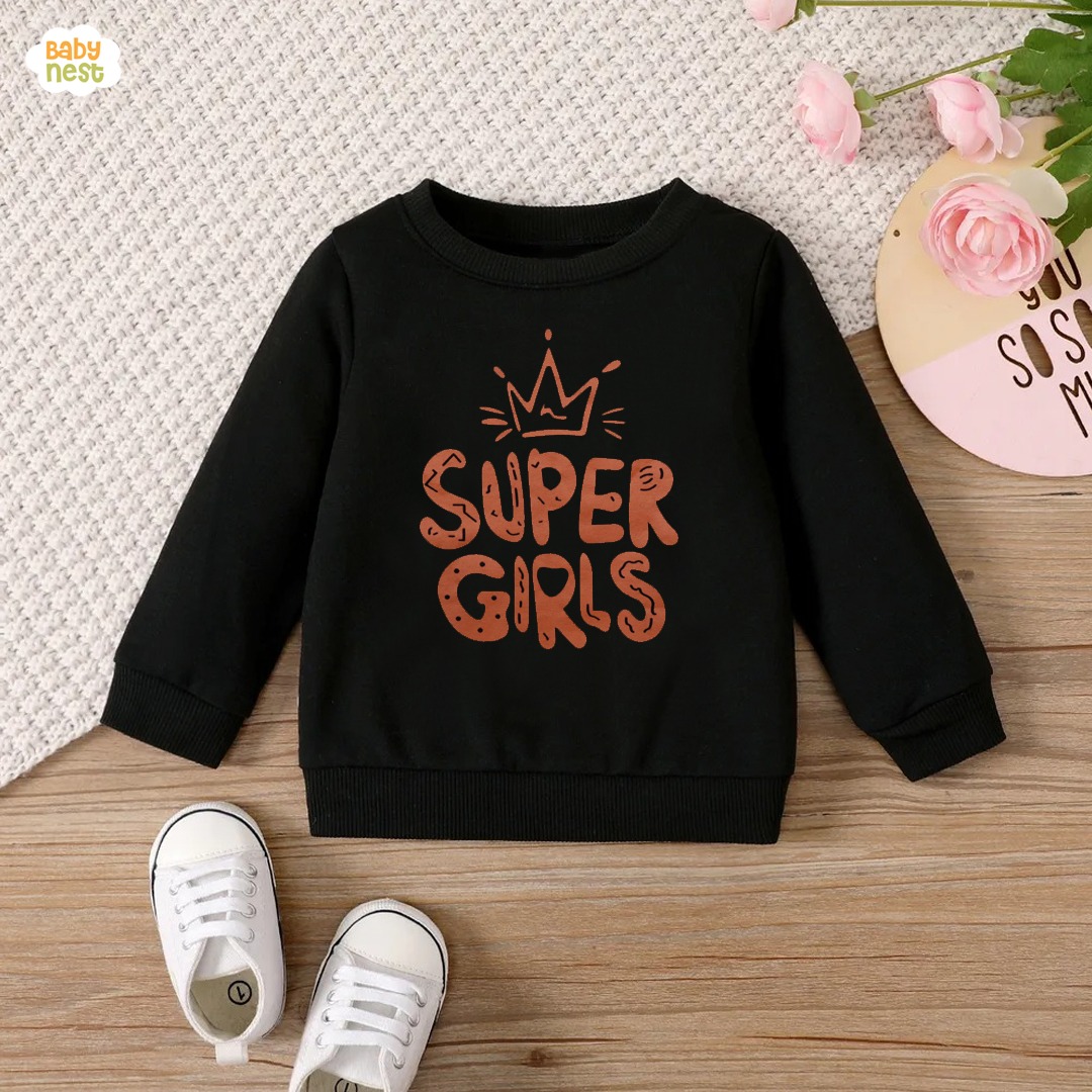 Super Girl’s Sweatshirt For Kids Black