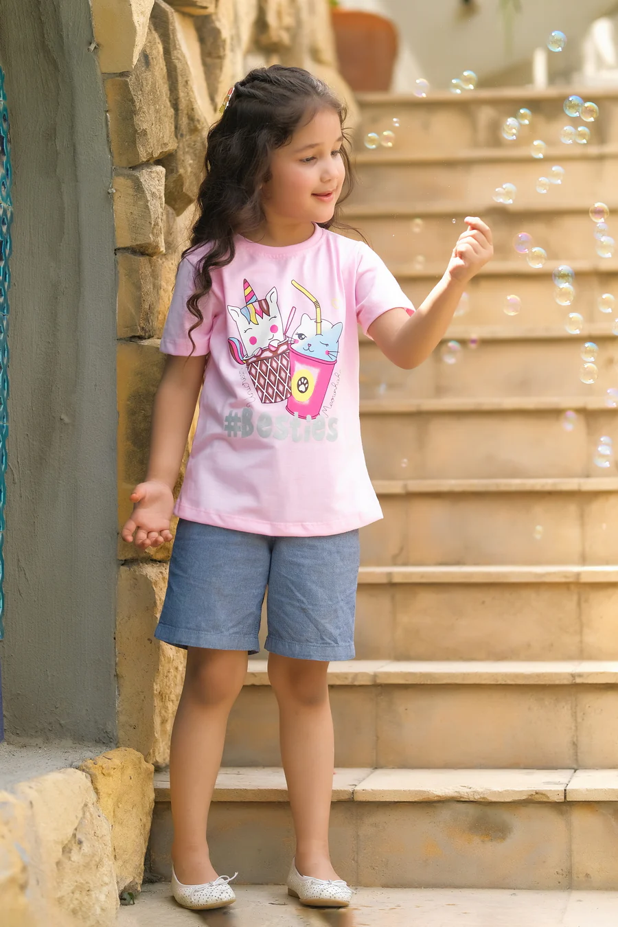 Unicorn # Besties - Half Sleeves T-Shirts For Kids - Light Pink