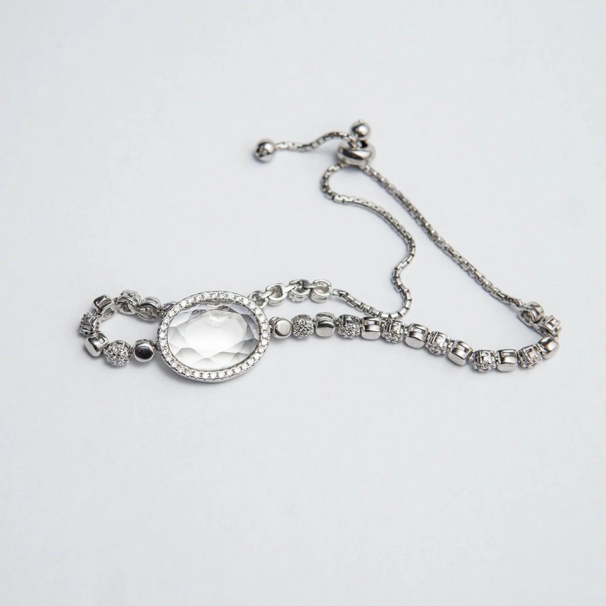 ADJUSTABLE WHITE OVAL BRACELET YKL Jewellers Bracelet Collection