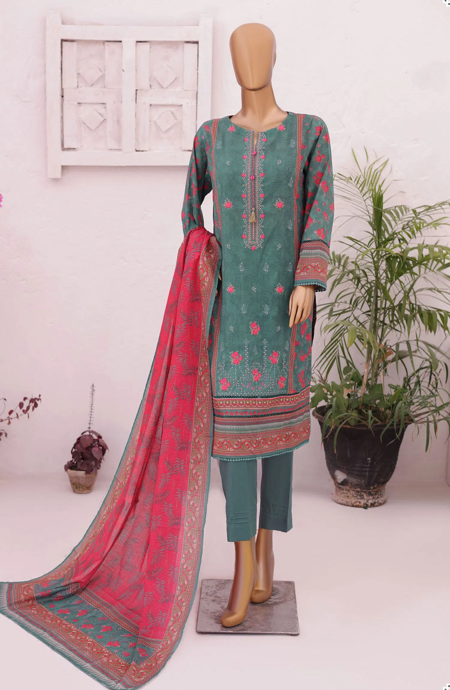HZ Asasa Digital Printed Embroidered Lawn Collection 2024 - AEL 45