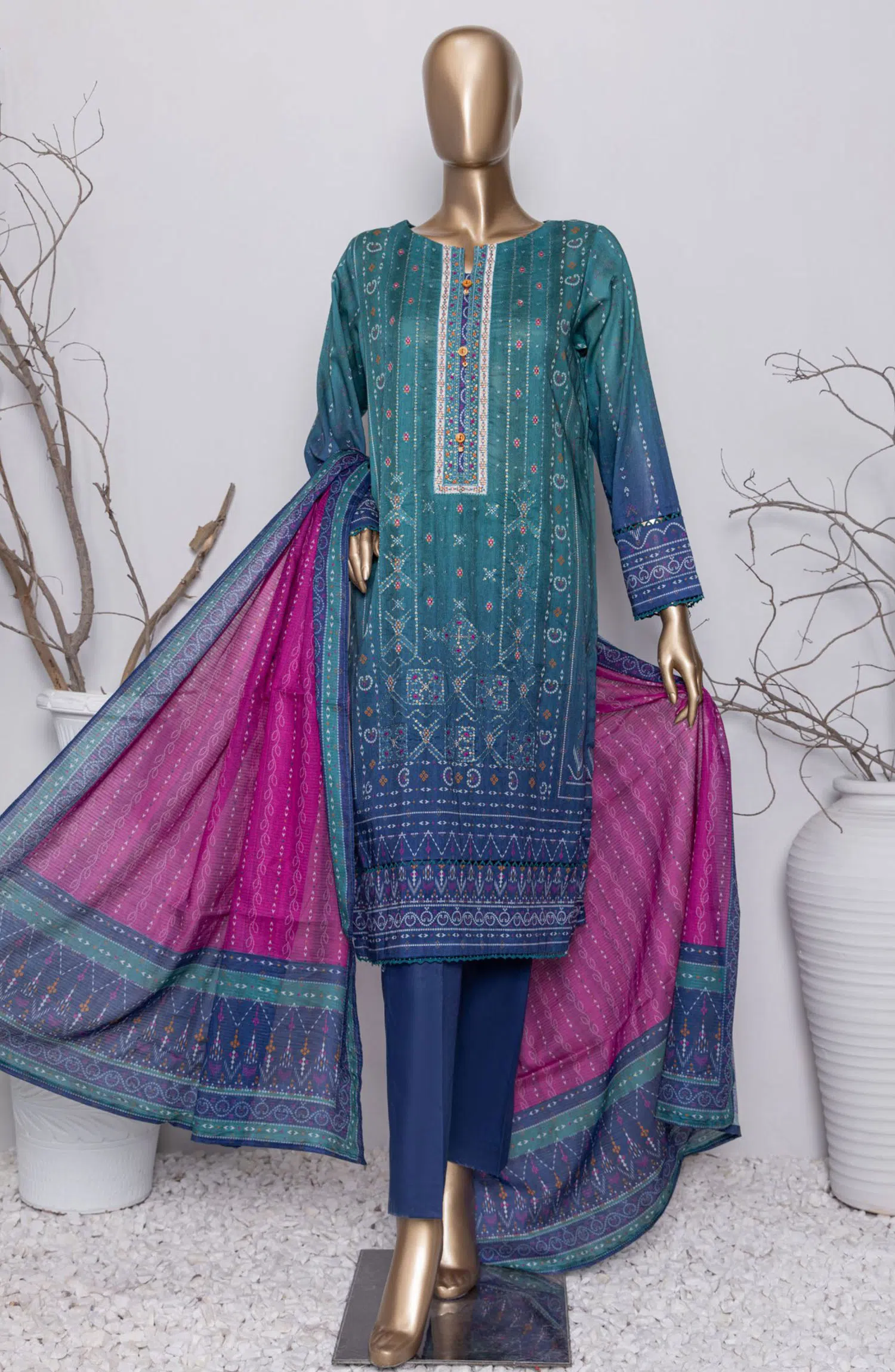 HZ Asasa Digital Embroidered Lawn Collection 2024 - AEL 46