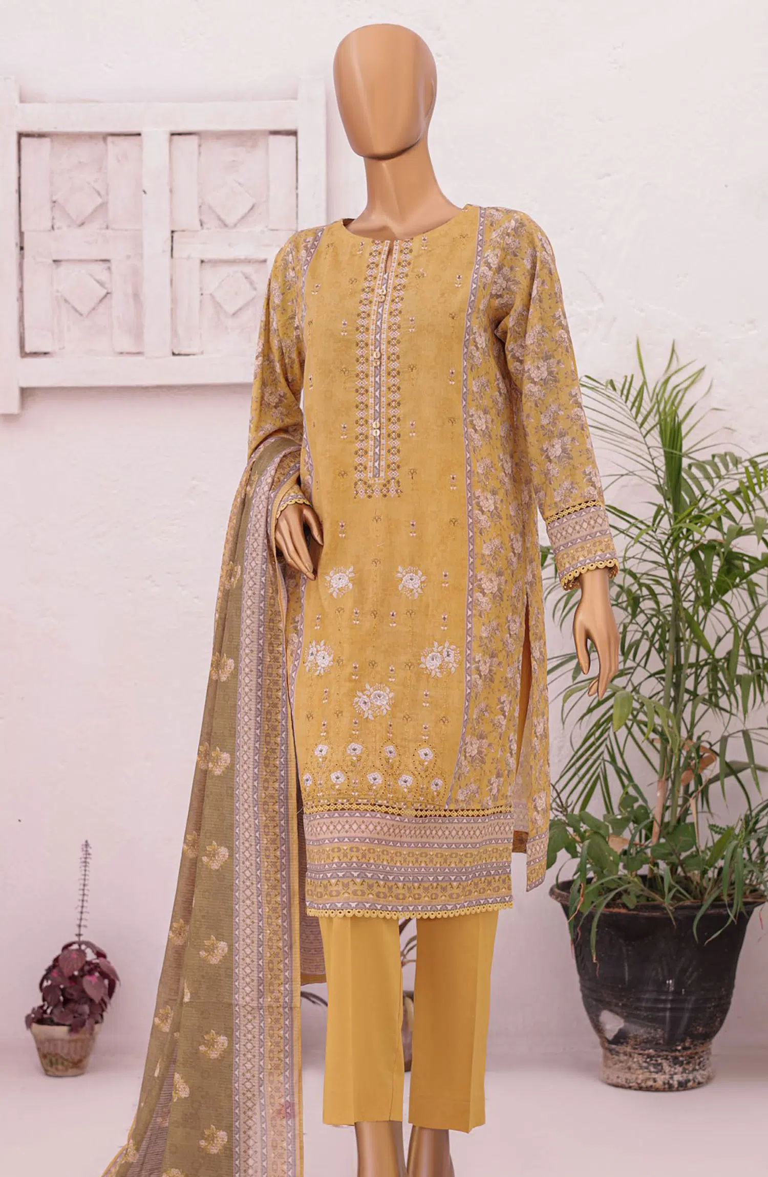 HZ Asasa Digital Printed Embroidered Lawn Collection 2024 - AEL 55
