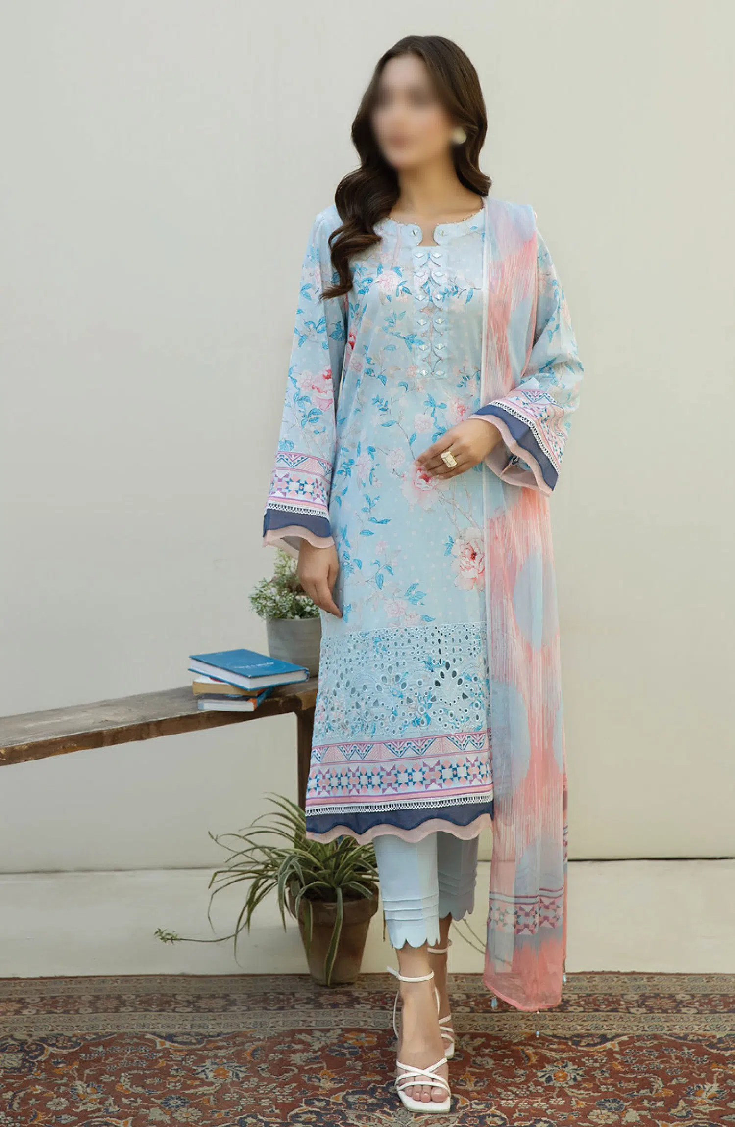 AFREEN EMBROIDERED CHIKANKARI LAWN COLLECTION - AF 110