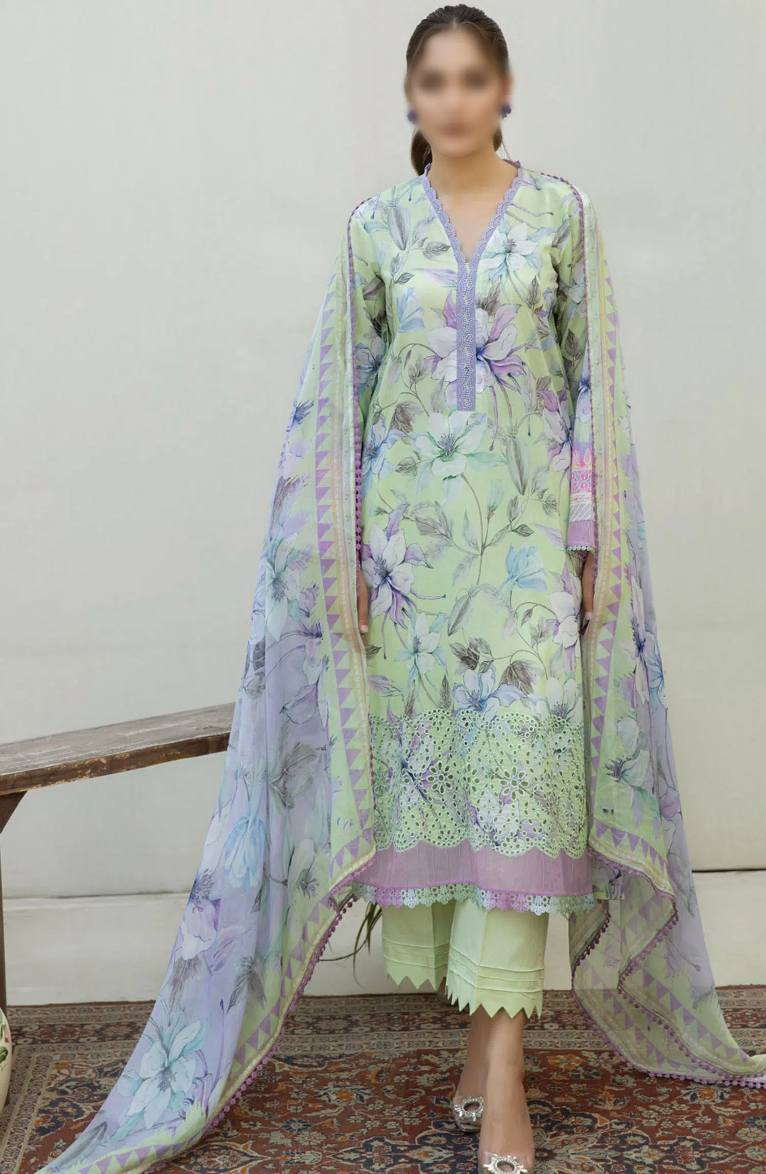 AFREEN EMBROIDERED CHIKANKARI LAWN COLLECTION - AF 116