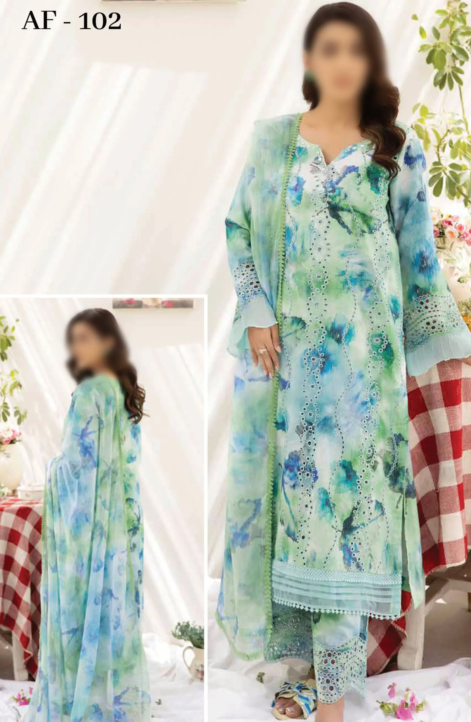 Afreen Embroidered Chikankari Lawn Collection 2024 - AF - 102