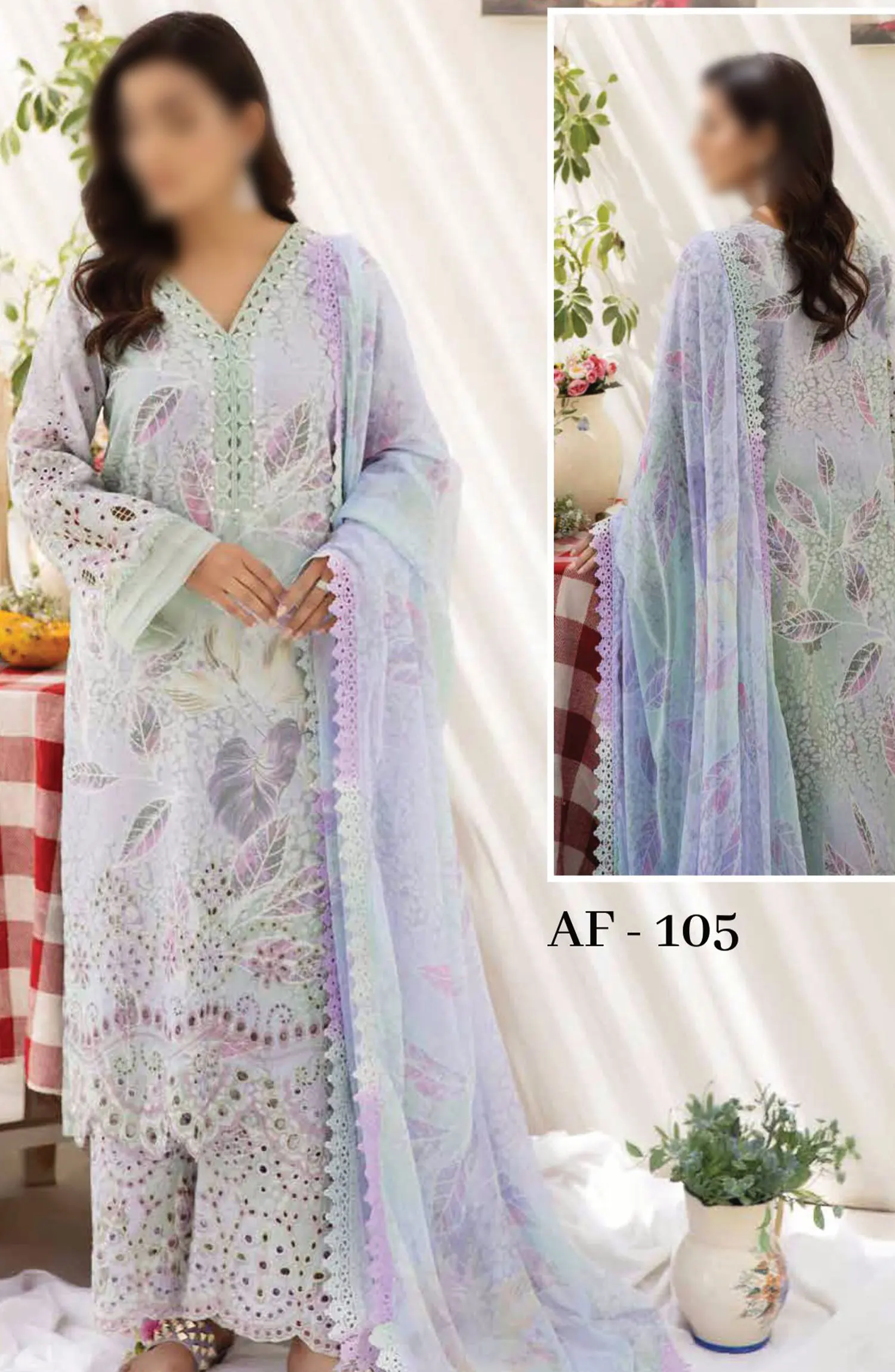 Afreen Embroidered Chikankari Lawn Collection 2024 - AF - 105