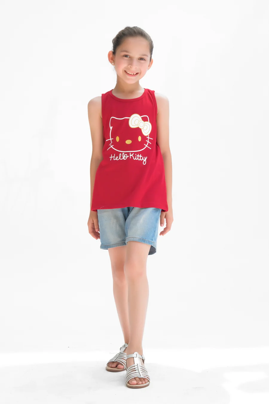 Hello KittyPrinted Sandos For Girls - Red