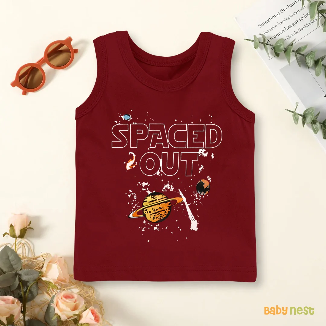 Space Out Printed Sandos For Girls - Maroon