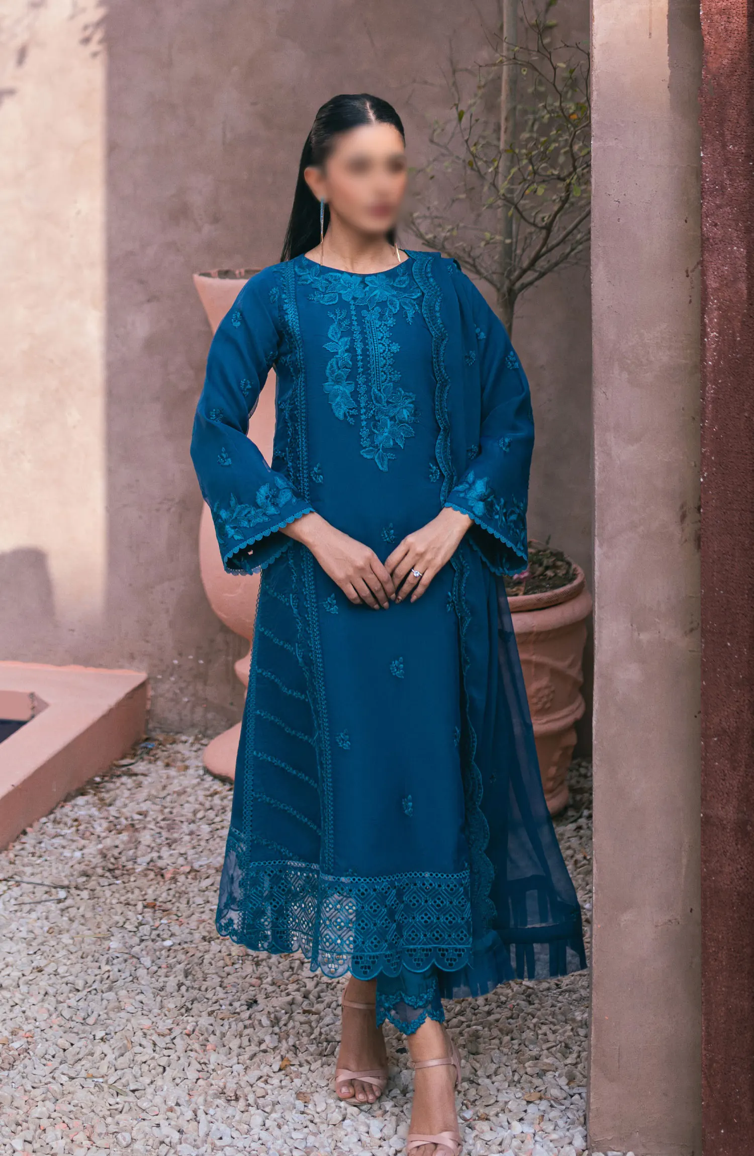 Azure - Ensembles - Festive Embroidered 3Pc Collection 2024 - AS 117 Hydrangea Hues