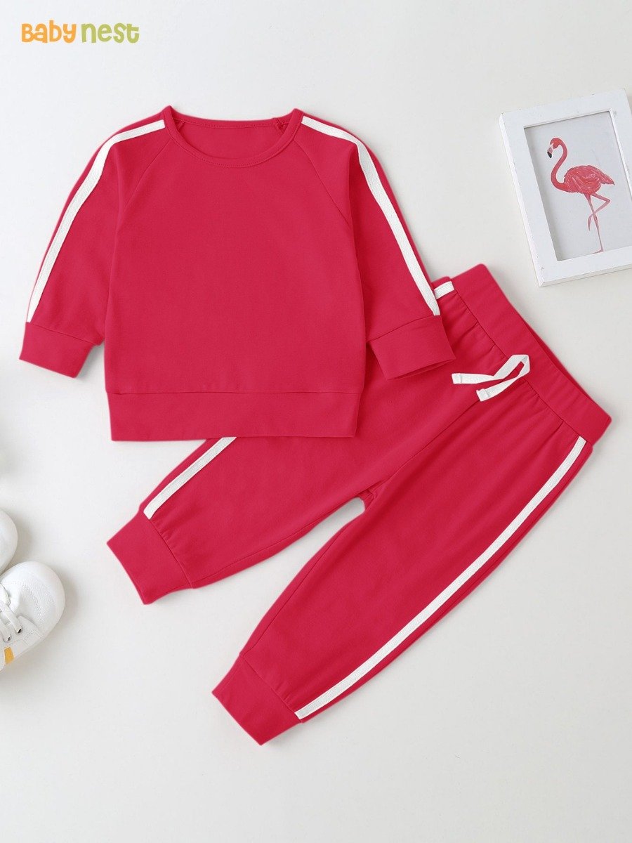 Fleece Sweatshirt with Sweatpants – Hot Pink – Kids Wear 2 Pc Set