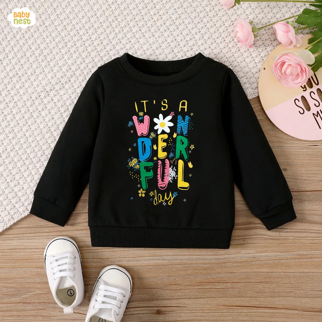It’s A Wonderful Day Sweatshirt For Kids Black