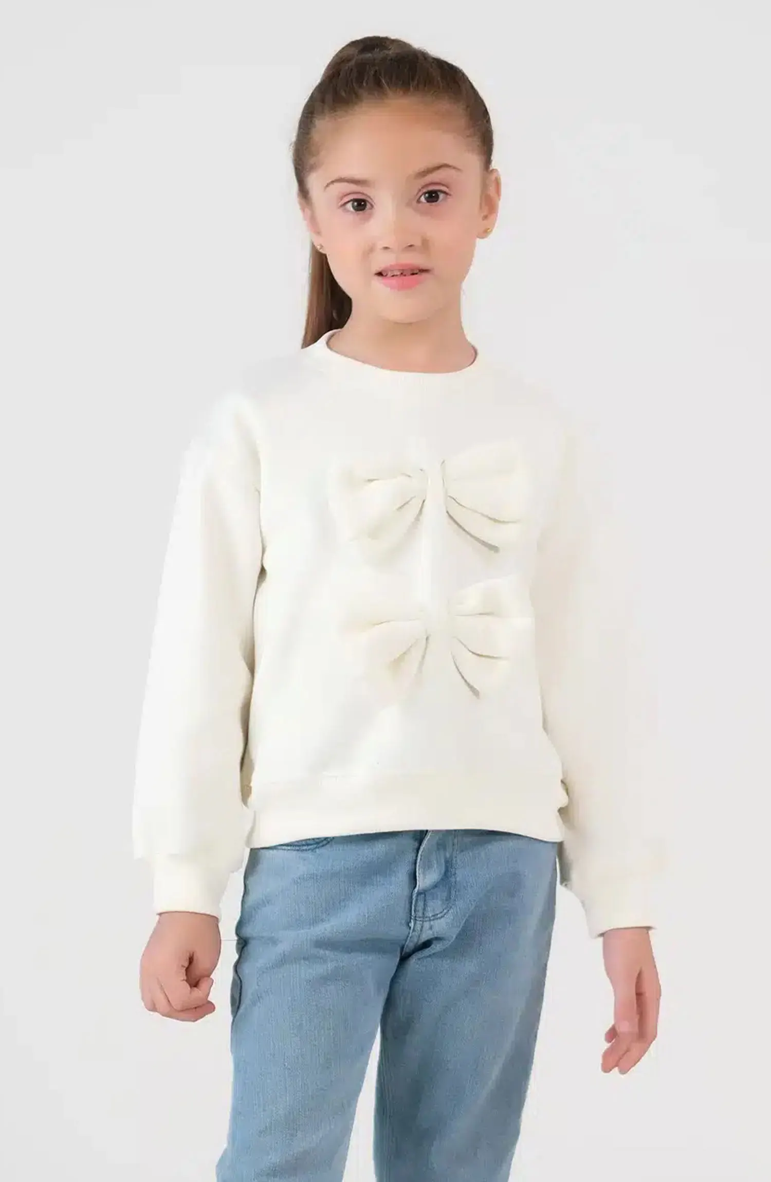Sprinkles Kids Winter Collection - Bow Charm Sweatshirt – Cream White