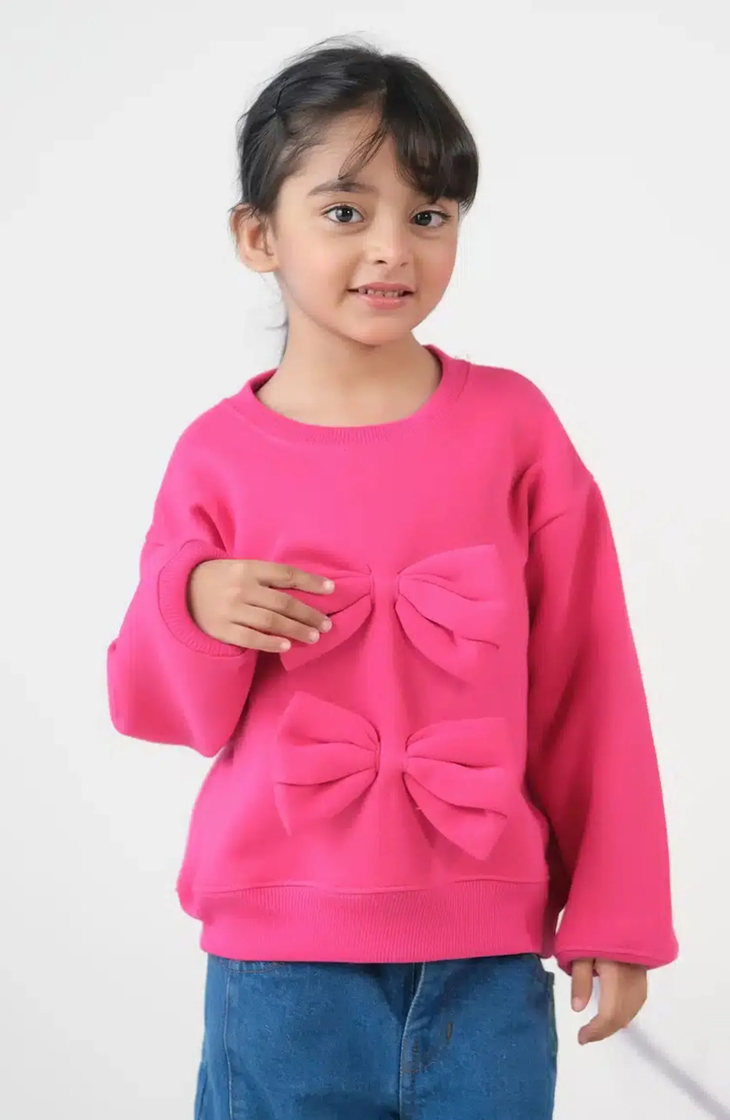 Sprinkles Kids Winter Collection - Bow Charm Sweatshirt – Hot Pink