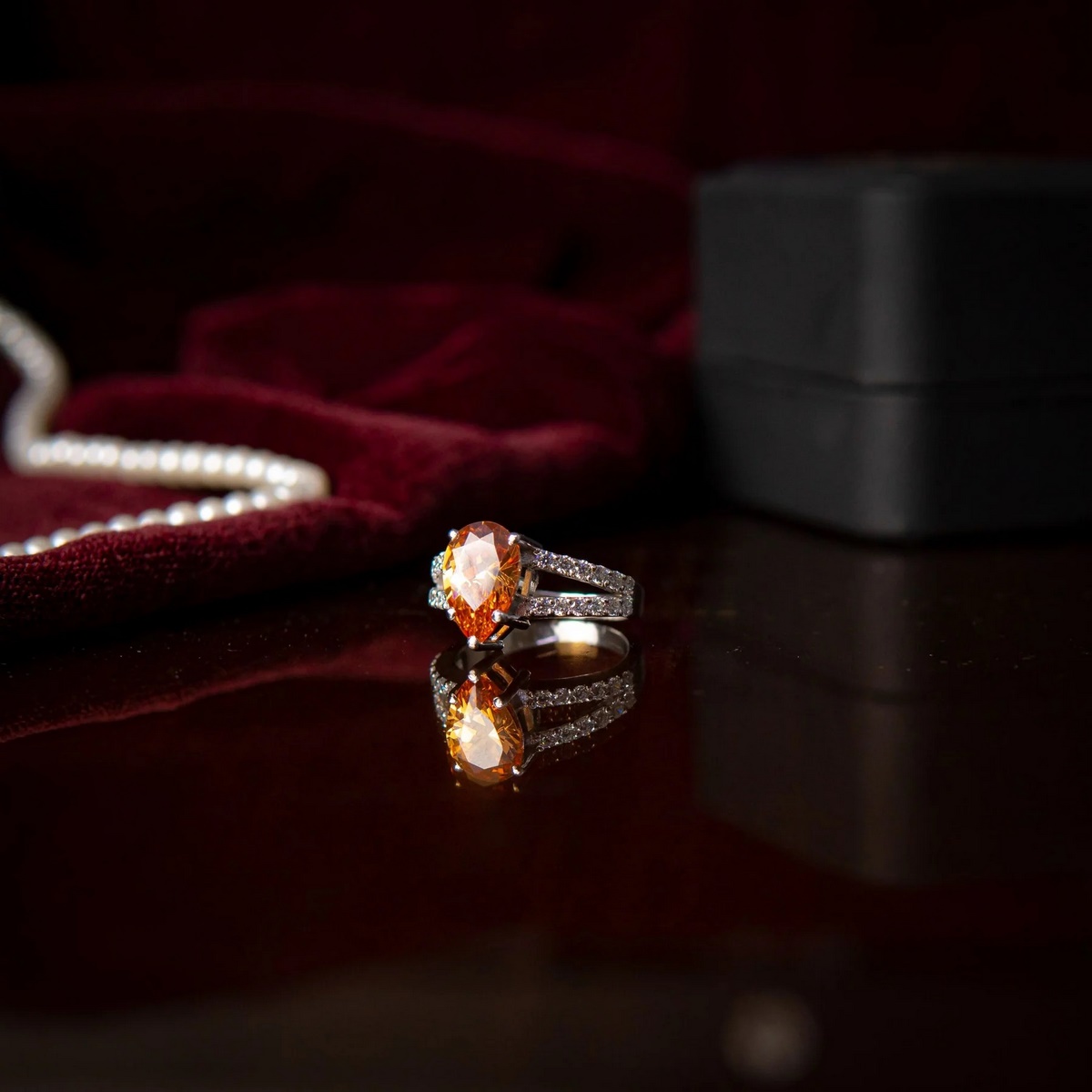 CHAMPAGNE TEAR DROP RING YKL Jewellers Ring Collection