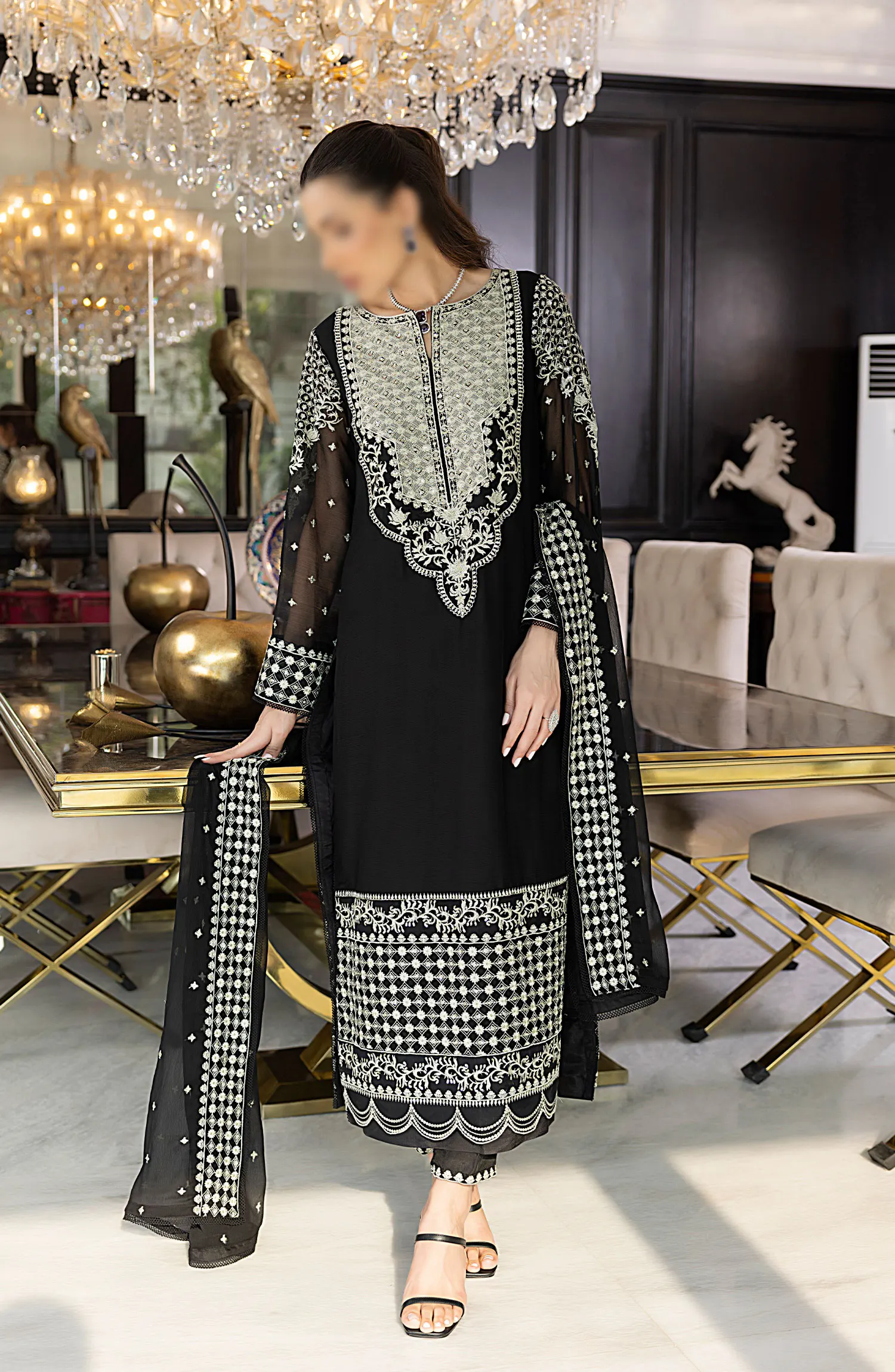 Merakish Unstitched Luxury Formal Collection Vol 10 2024 - Charcoal Black