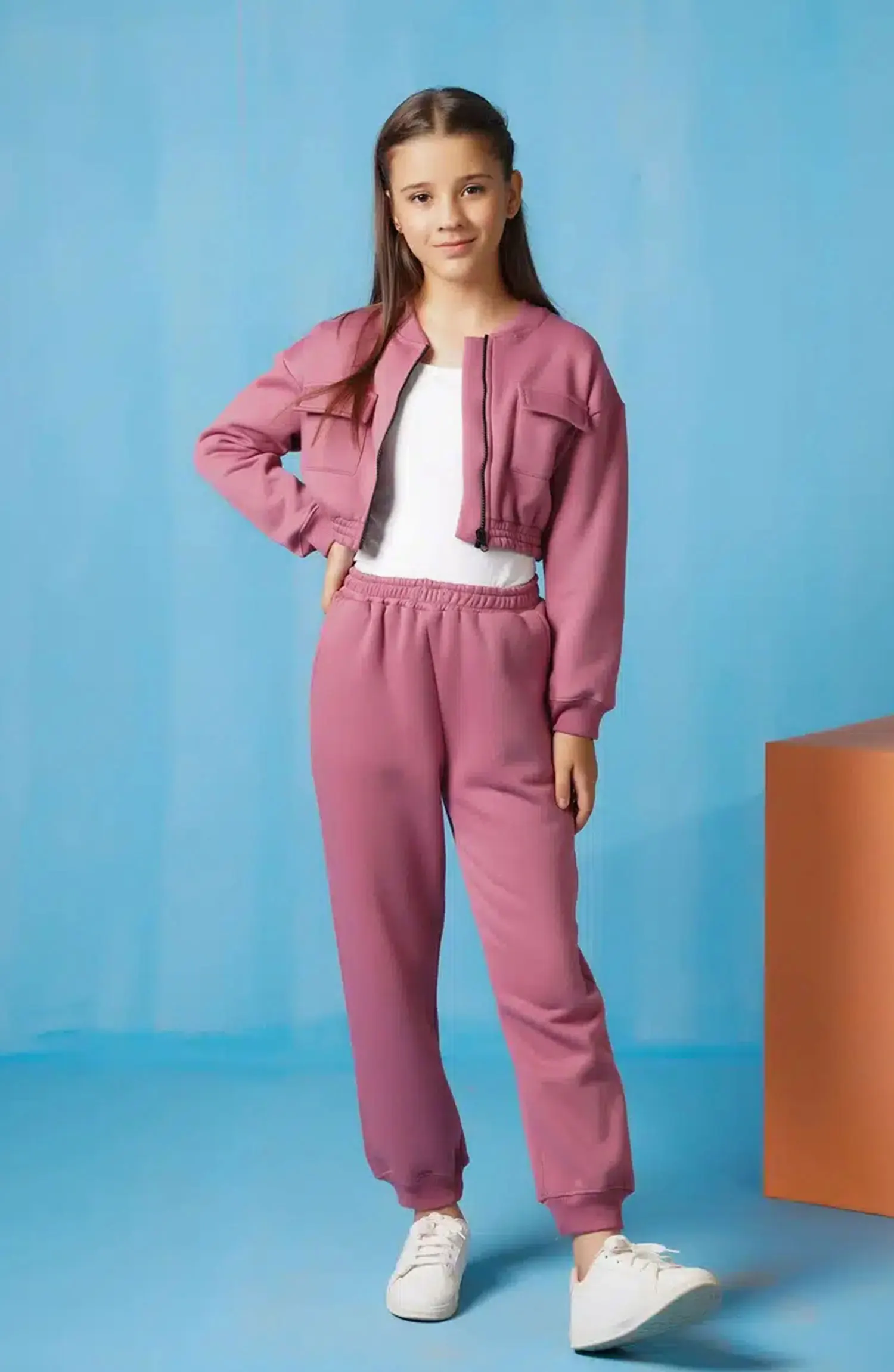 Sprinkles Kids Winter Collection - Crop Jacket With Jogger Pant – Tea Pink
