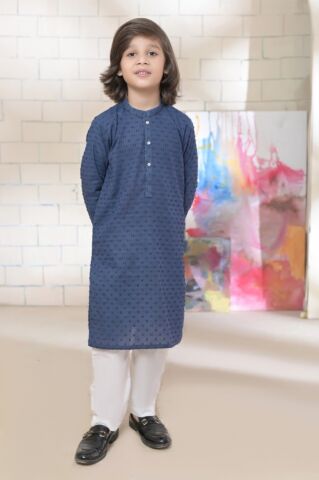 Exclusive Kids Kurta Pyjama Collection - K 09 Dotted Navy blue