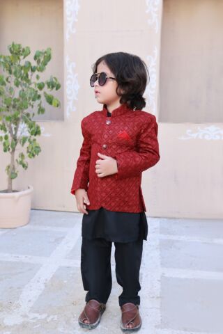 Exclusive Kids Prince Coat Collection - P-02 Red Prince coat