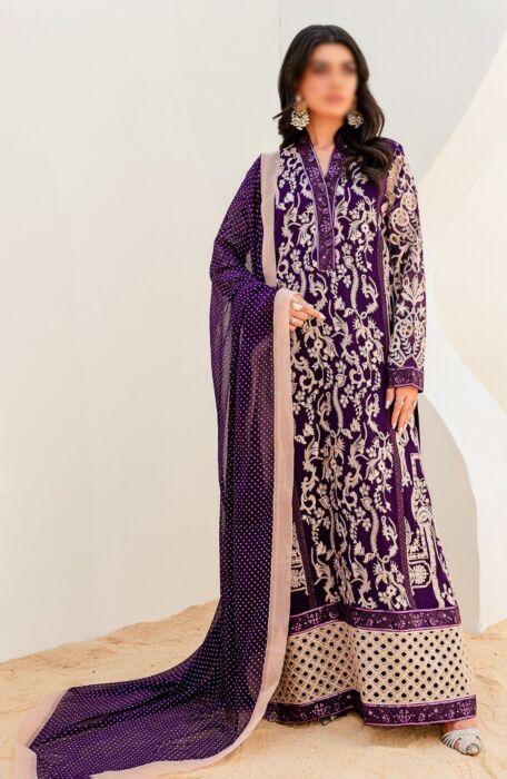 Mashq Sejal Luxury Chiffon Collection 2023 - 502 PURPLE MAGIC