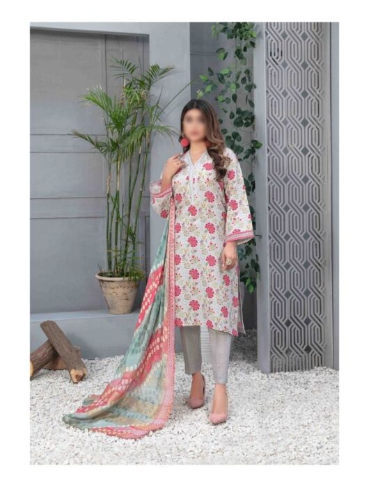 D 9509 AYEMAL Stitched Digital Printed Chamak Leather Peach Collection 2023