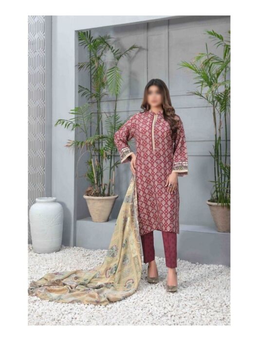 D 9514 AYEMAL Stitched Digital Printed Chamak Leather Peach Collection 2023