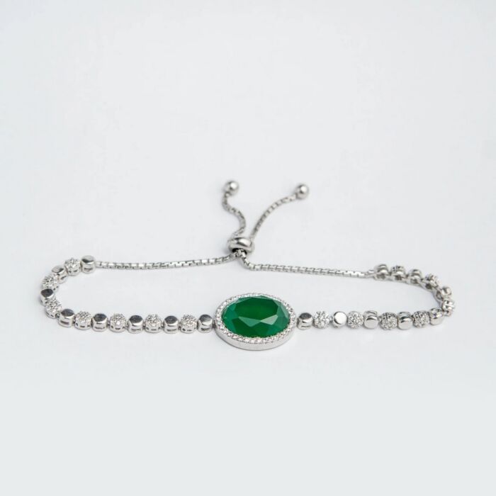 ADJUSTABLE GREEN EMERALD OVAL BRACELET YKL Jewellers Bracelet Collection