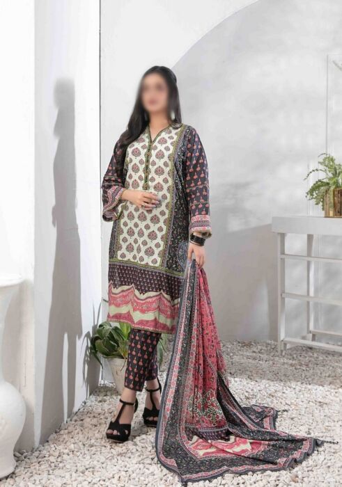 D 9031 ROSHANE Stitched Embroidered Digital Printed Lawn Shirt - Digital Printed Lawn Dupatta Collection 2023