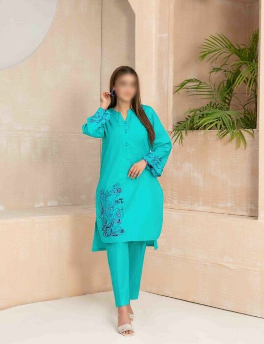 D 9046 ZHALEH Stitched Embroidered Cotton 2-Piece Collection 2023