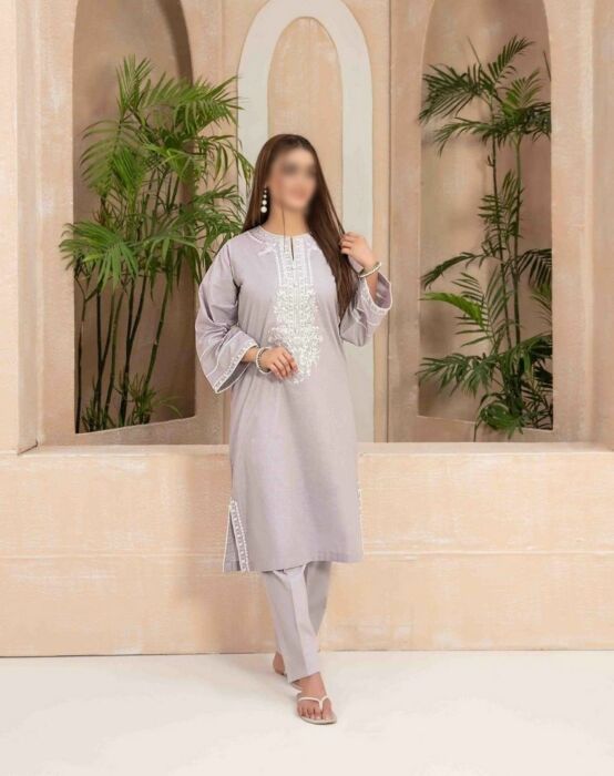D 9047 ZHALEH Stitched Embroidered Cotton 2-Piece Collection 2023