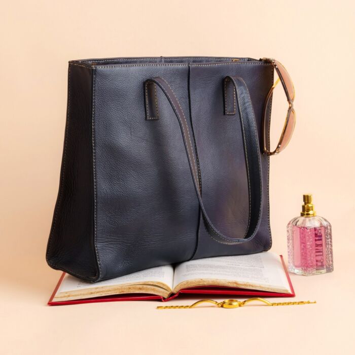 Women Leather Tote Bags MIDNIGHT BLUE