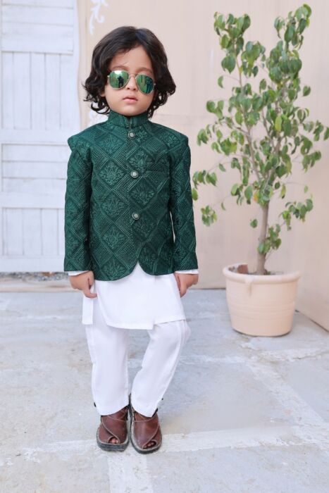 Exclusive Kids Prince Coat Collection - P-06 Dark green Prince coat