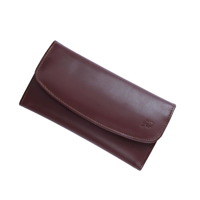 Women Essential Everyday Leather Clutch Wallet ROUND BURGUNDY