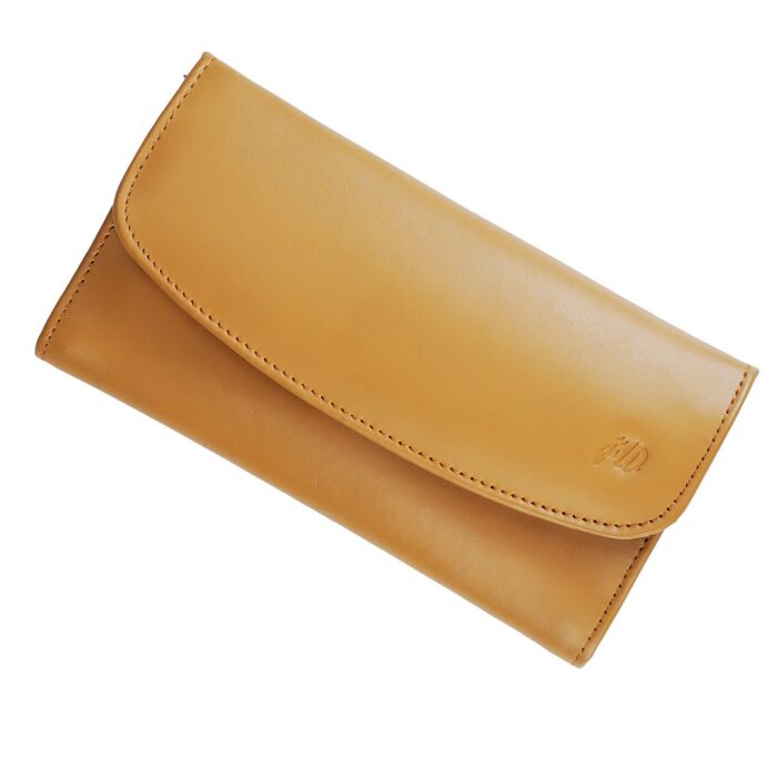 Women Essential Everyday Leather Clutch Wallet ROUND CAMEL