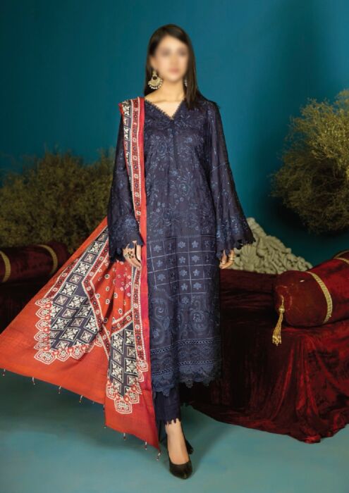 Tehzeeb Embroidered Chikankari Self Linen Collection With Shawl by Riaz Arts - TL 146