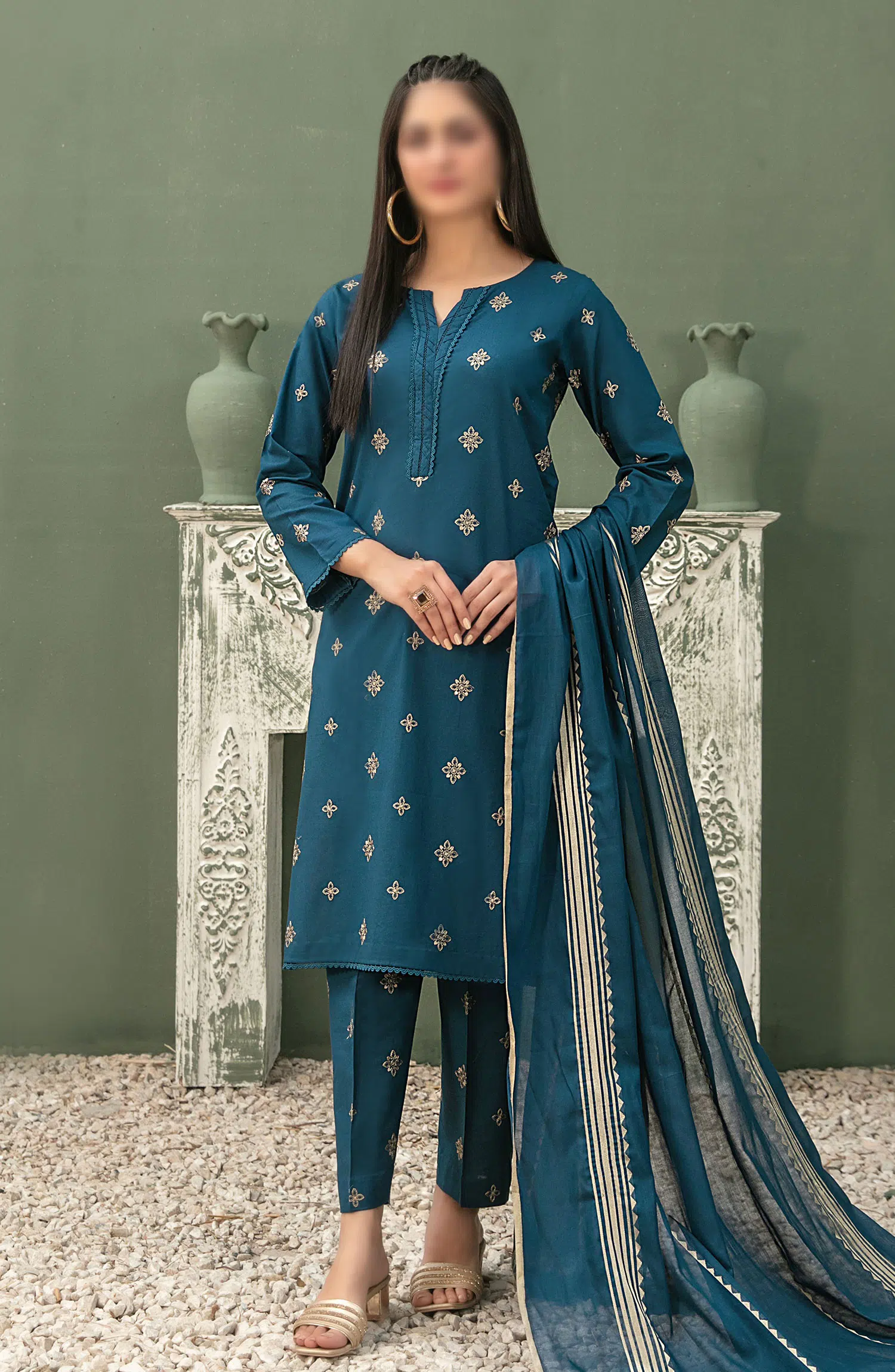 Clemira - Stitched Embroidered Cotton 3pcs Collection 2024 - D 2062