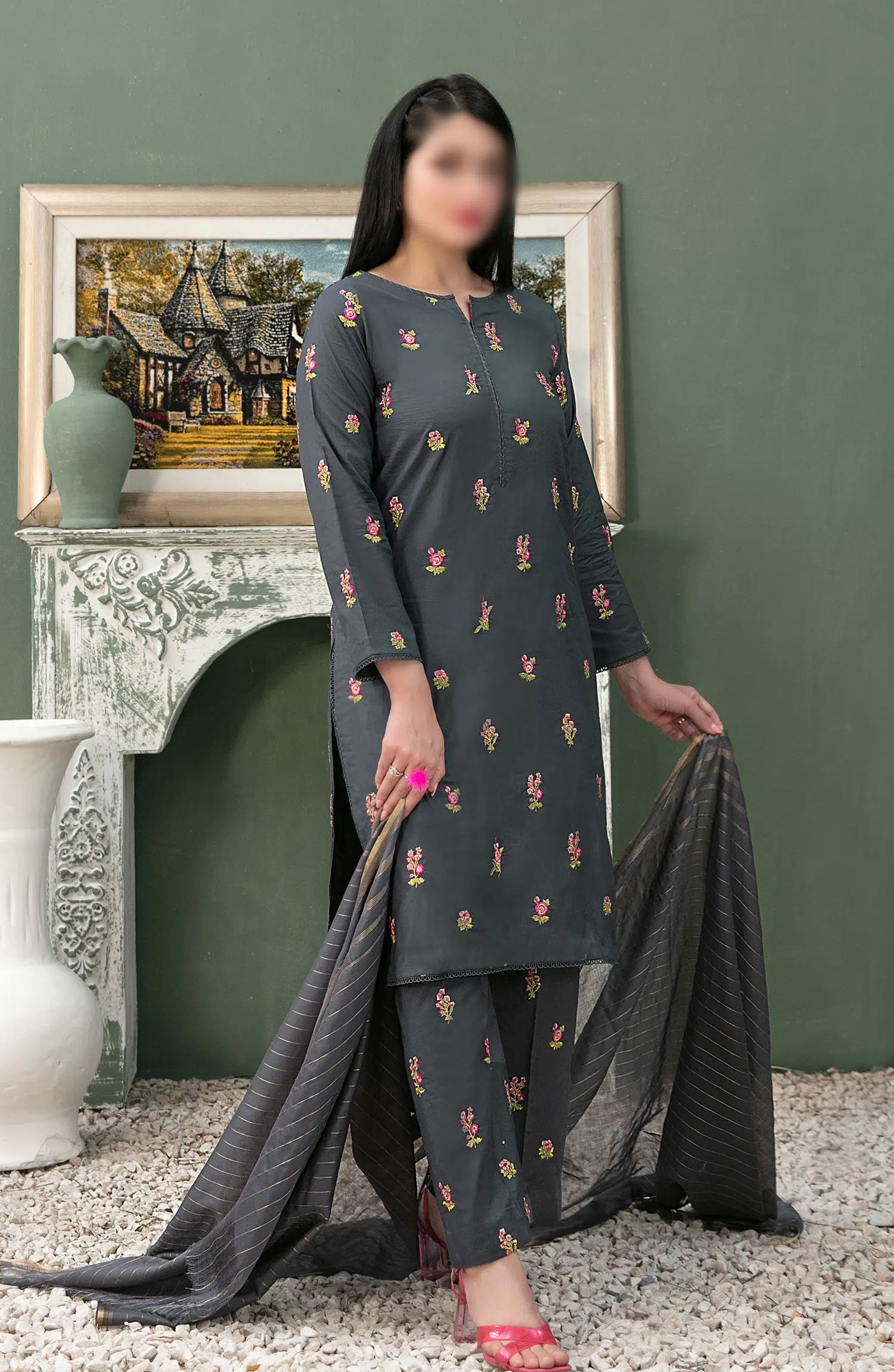 Clemira - Stitched Embroidered Cotton 3pcs Collection 2024 - D 2064