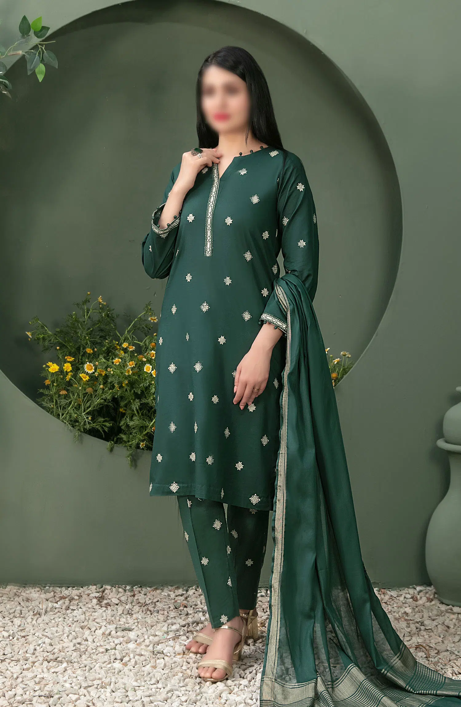 Clemira - Stitched Embroidered Cotton 3pcs Collection 2024 - D 2065