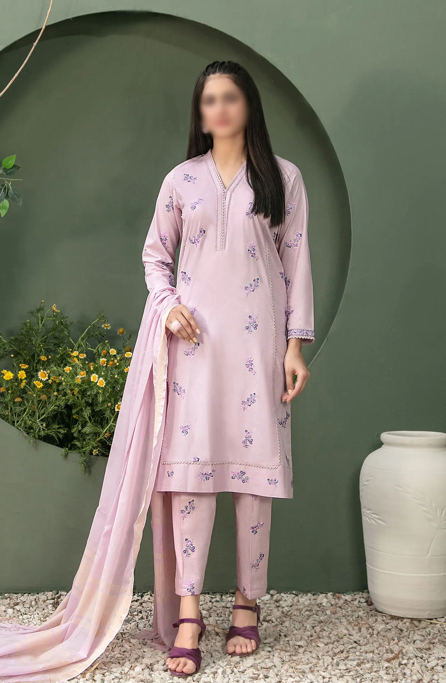 Clemira - Stitched Embroidered Cotton 3pcs Collection 2024 - D 2068