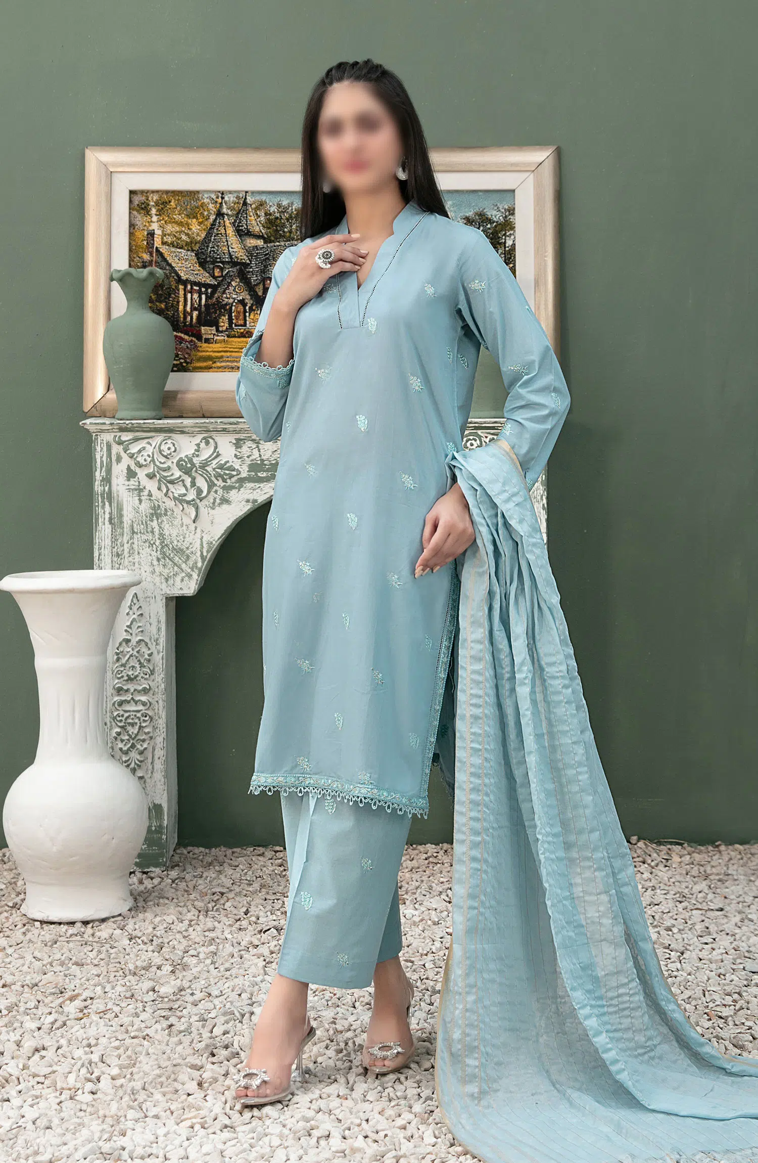 Clemira - Stitched Embroidered Cotton 3pcs Collection 2024 - D 2069