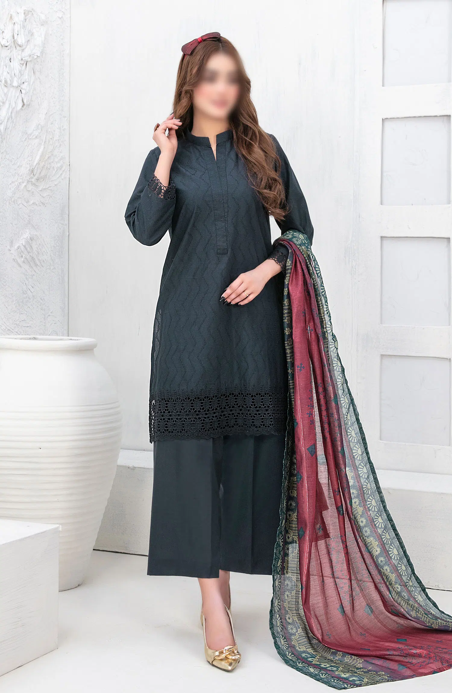 Pegah Schiffli Embroidered Cotton Collection - D 2148