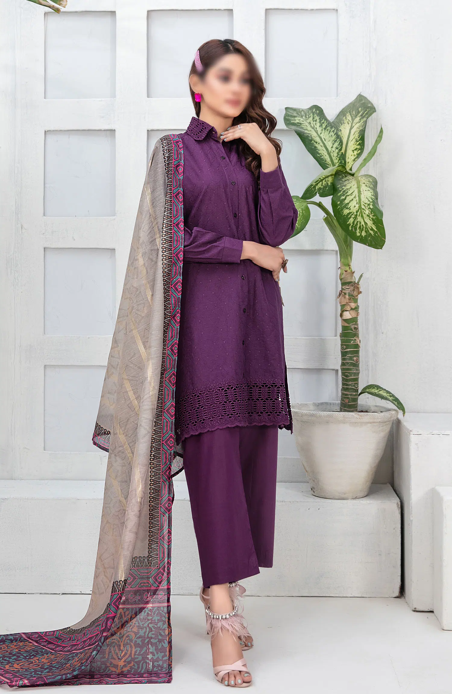 Pegah Schiffli Embroidered Cotton Collection - D 2149