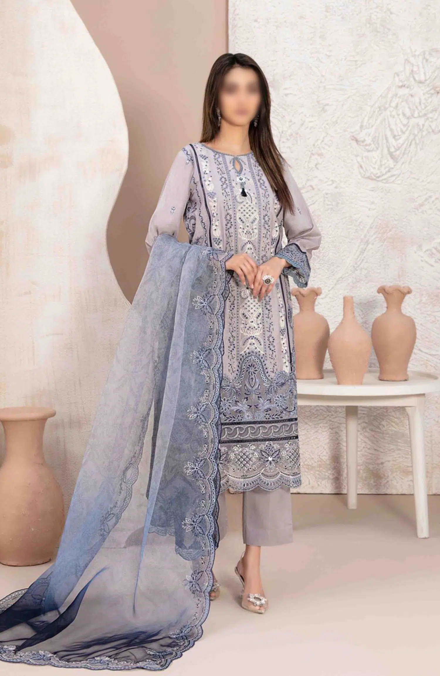 LEMA Fancy Heavy Embroidered Lawn Collection 2024 - D 2164