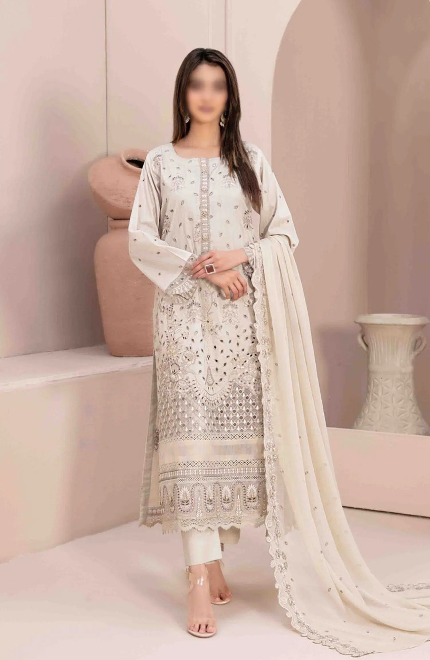 LEMA Fancy Heavy Embroidered Lawn Collection 2024 - D 2165