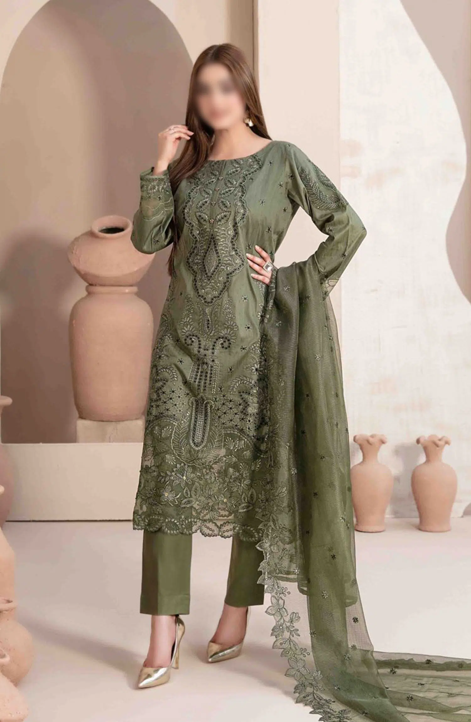 LEMA Fancy Heavy Embroidered Lawn Collection 2024 - D 2167