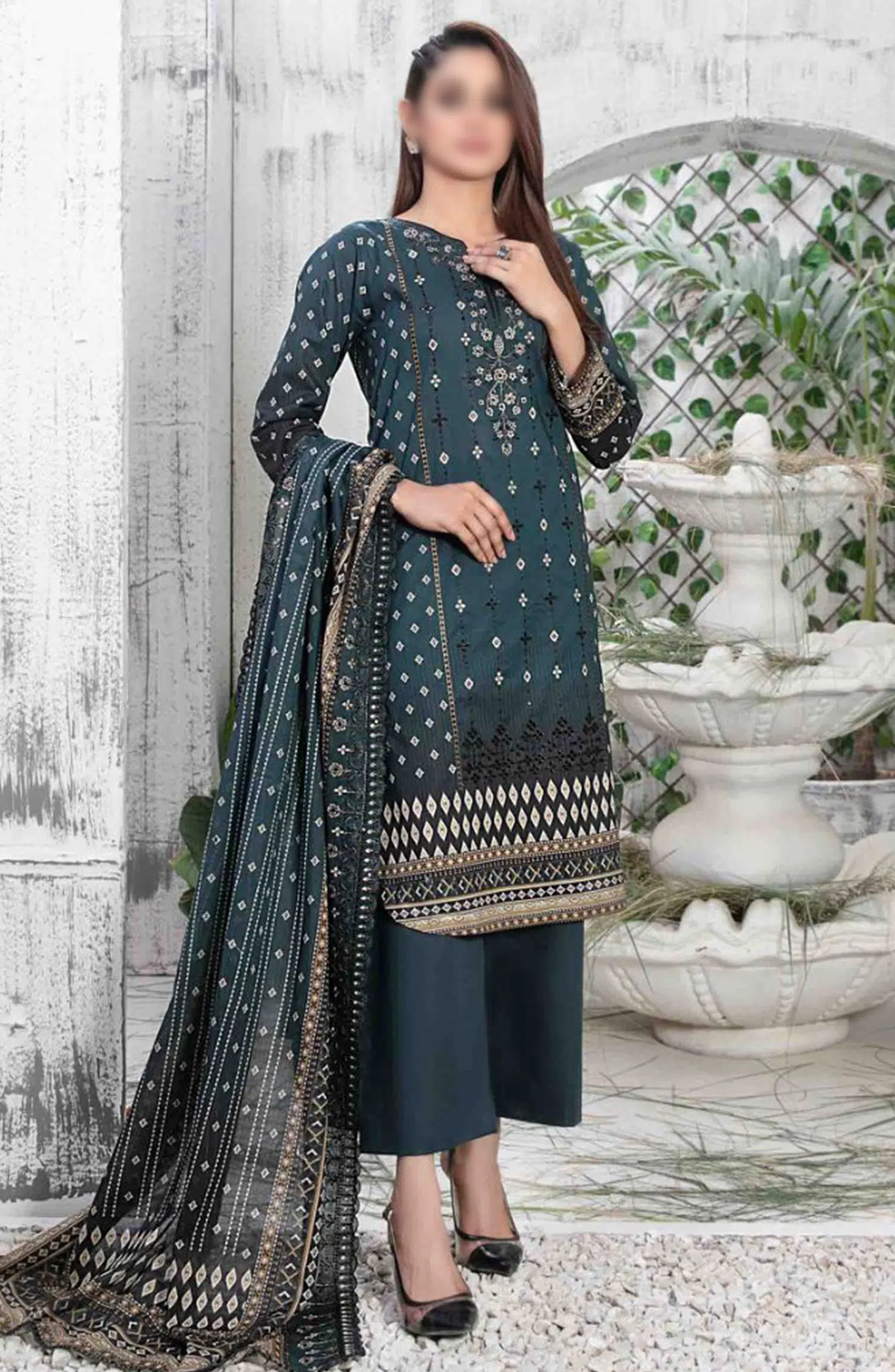 BADEAH Embroidered Digital Printed Lawn Collection 2024 - D-2612